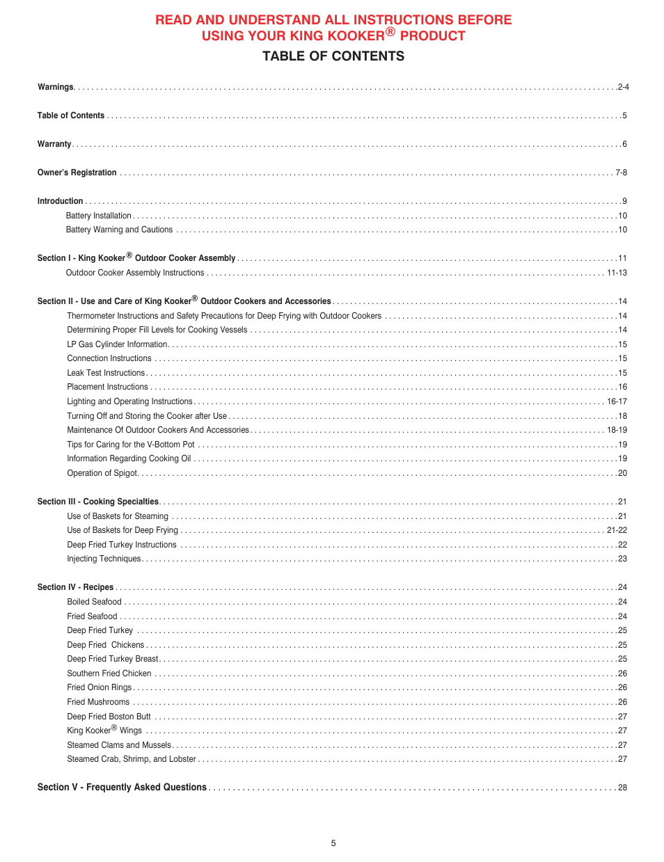 King Kooker 2292 V Bottom Outdoor Cooker User Manual | Page 5 / 32