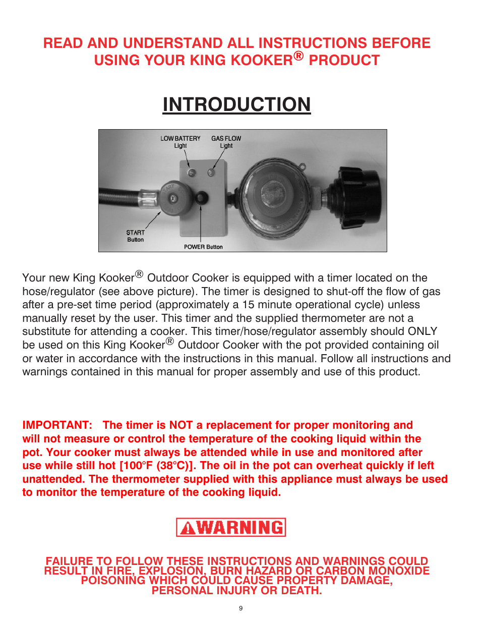 Introduction, Product | King Kooker 2292 V Bottom Outdoor Cooker User Manual | Page 9 / 32