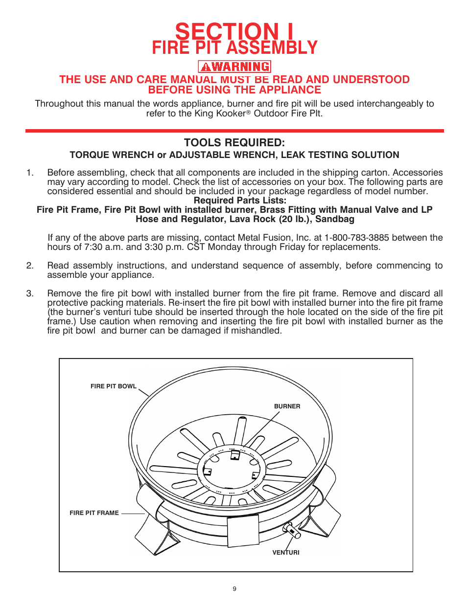 Fire pit assembly | King Kooker Fire Pit User Manual | Page 9 / 20