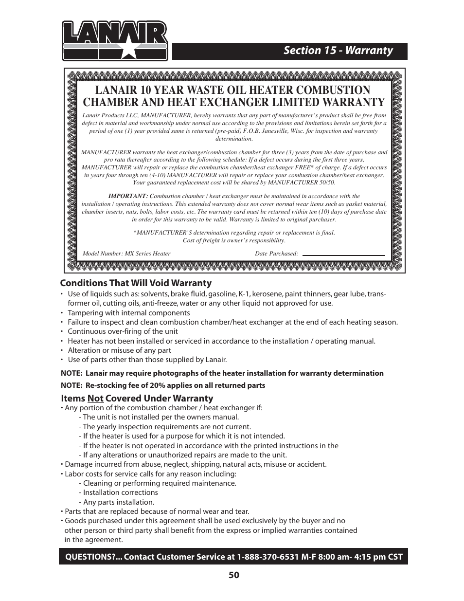 Lanair MX200 User Manual | Page 54 / 56