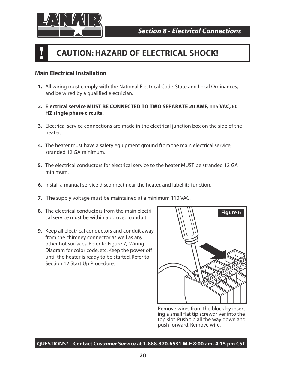 Caution: hazard of electrical shock | Lanair MXD300 User Manual | Page 23 / 56