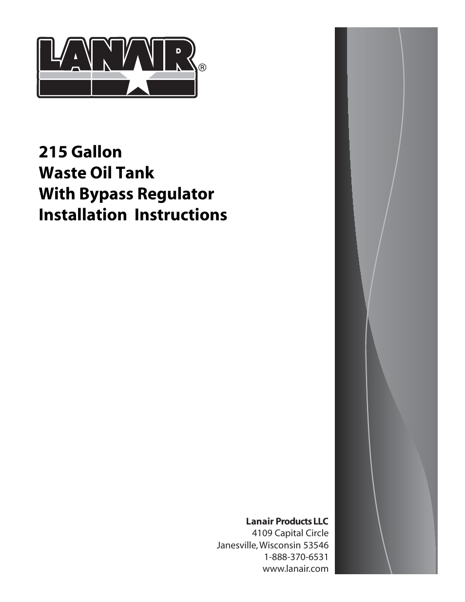 Lanair 215 Gallon Tank With Bypass Regulator User Manual | 12 pages