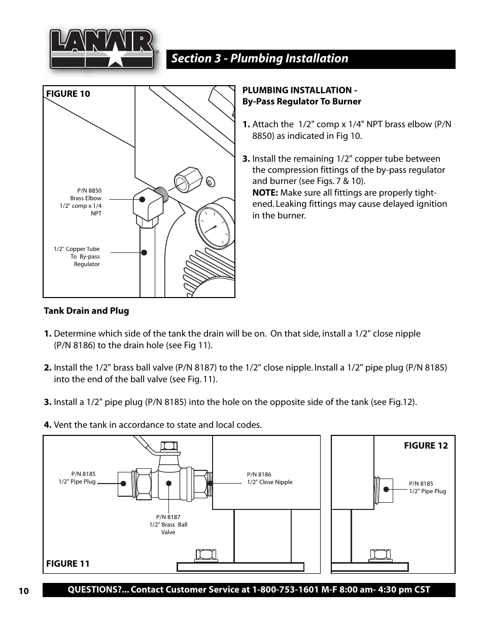 Lanair 215 Gallon Tank With Bypass Regulator User Manual | Page 10 / 12