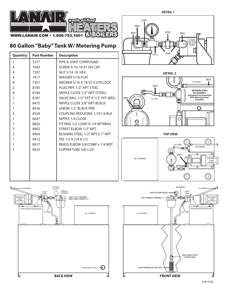 Lanair 80 Gallon Tank With Metering Pump User Manual | 1 page