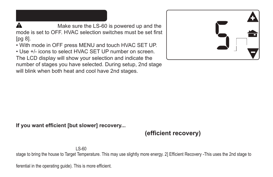 Hvac setup on screen, A(fast recovery), B(efficient recovery) | LOCKSTATE LS-60 Installation Guide User Manual | Page 10 / 18