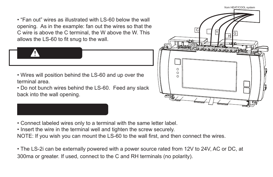 Caution, Connect your wires | LOCKSTATE LS-60 Installation Guide User Manual | Page 6 / 18