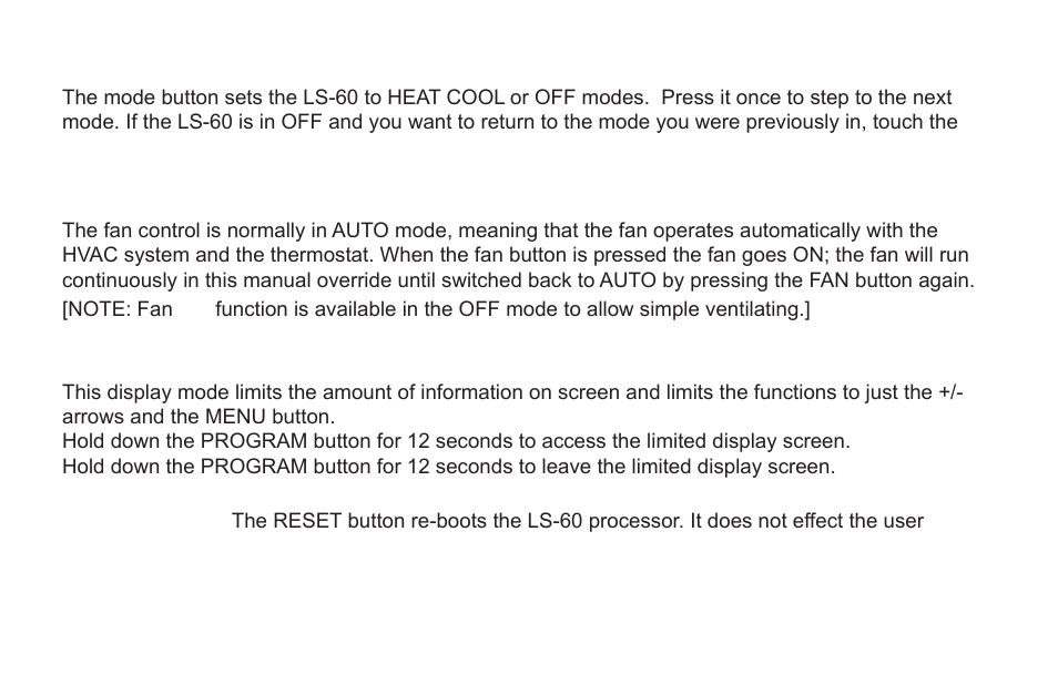 Mode button, Fan button, Simple screen | Reset button | LOCKSTATE LS-60 Operation Guide User Manual | Page 15 / 16
