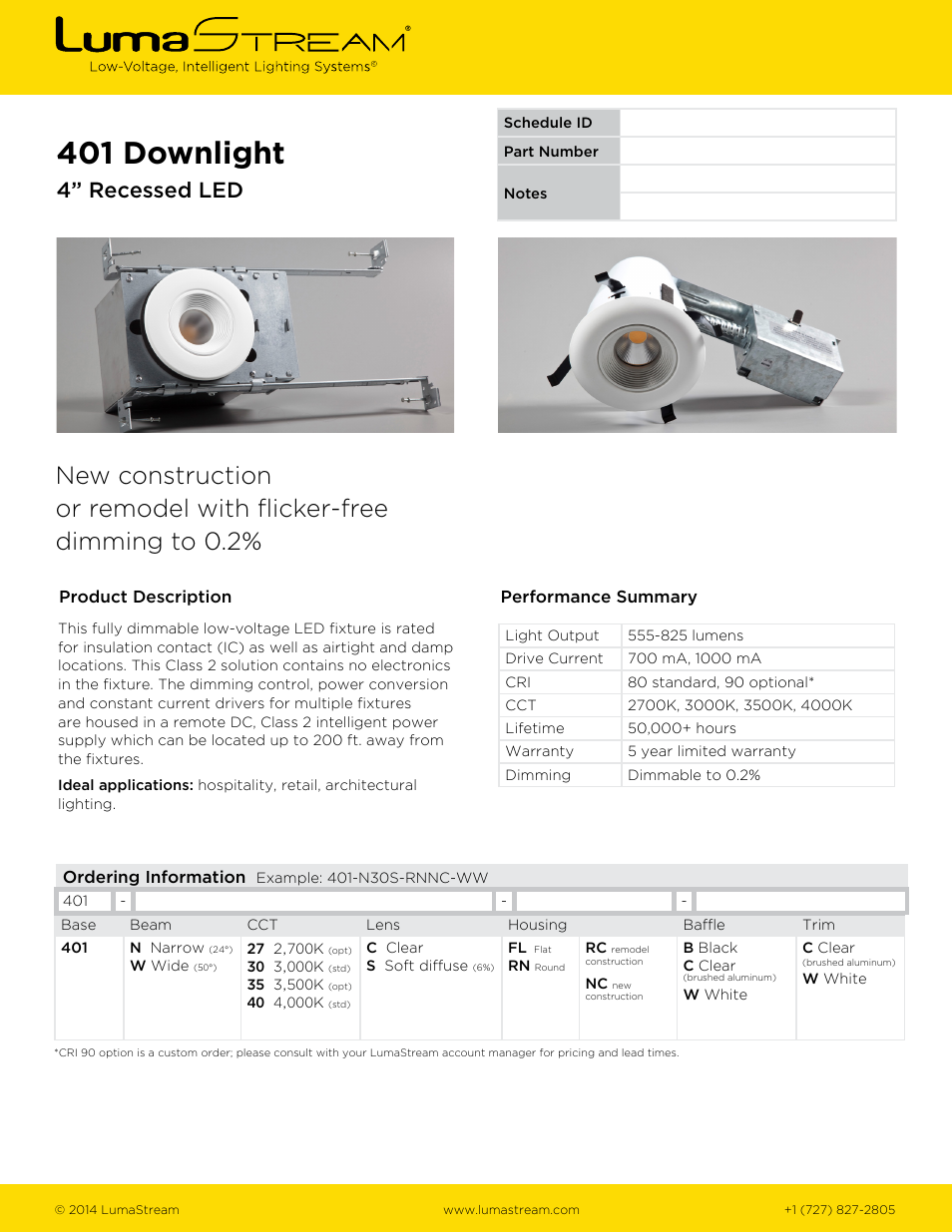 LumaStream 401 Downlight User Manual | 3 pages