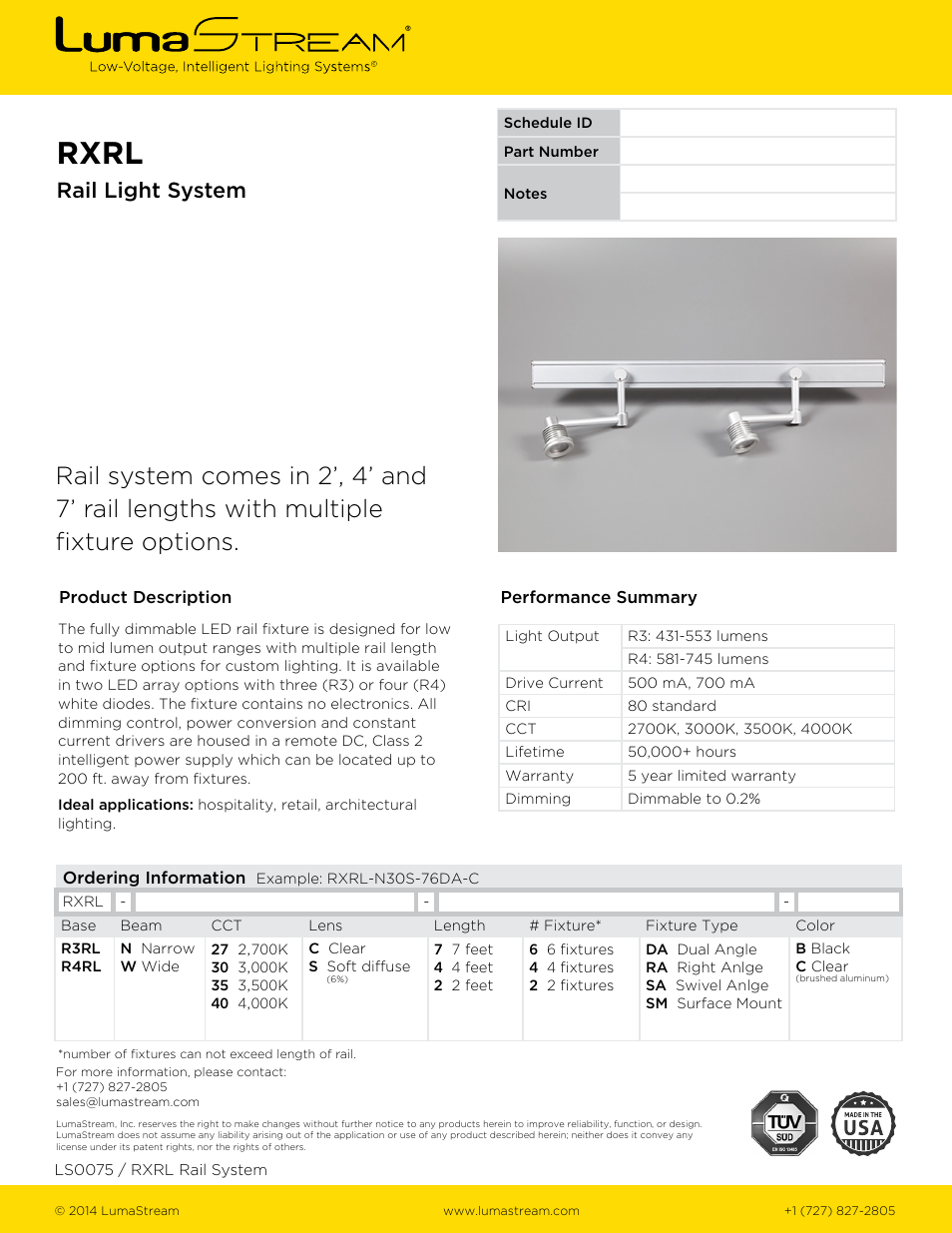 LumaStream RXRL Rail System User Manual | 1 page