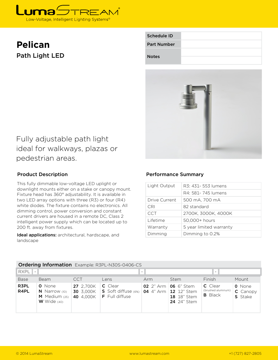 LumaStream Pelican- Path Light LED User Manual | 2 pages