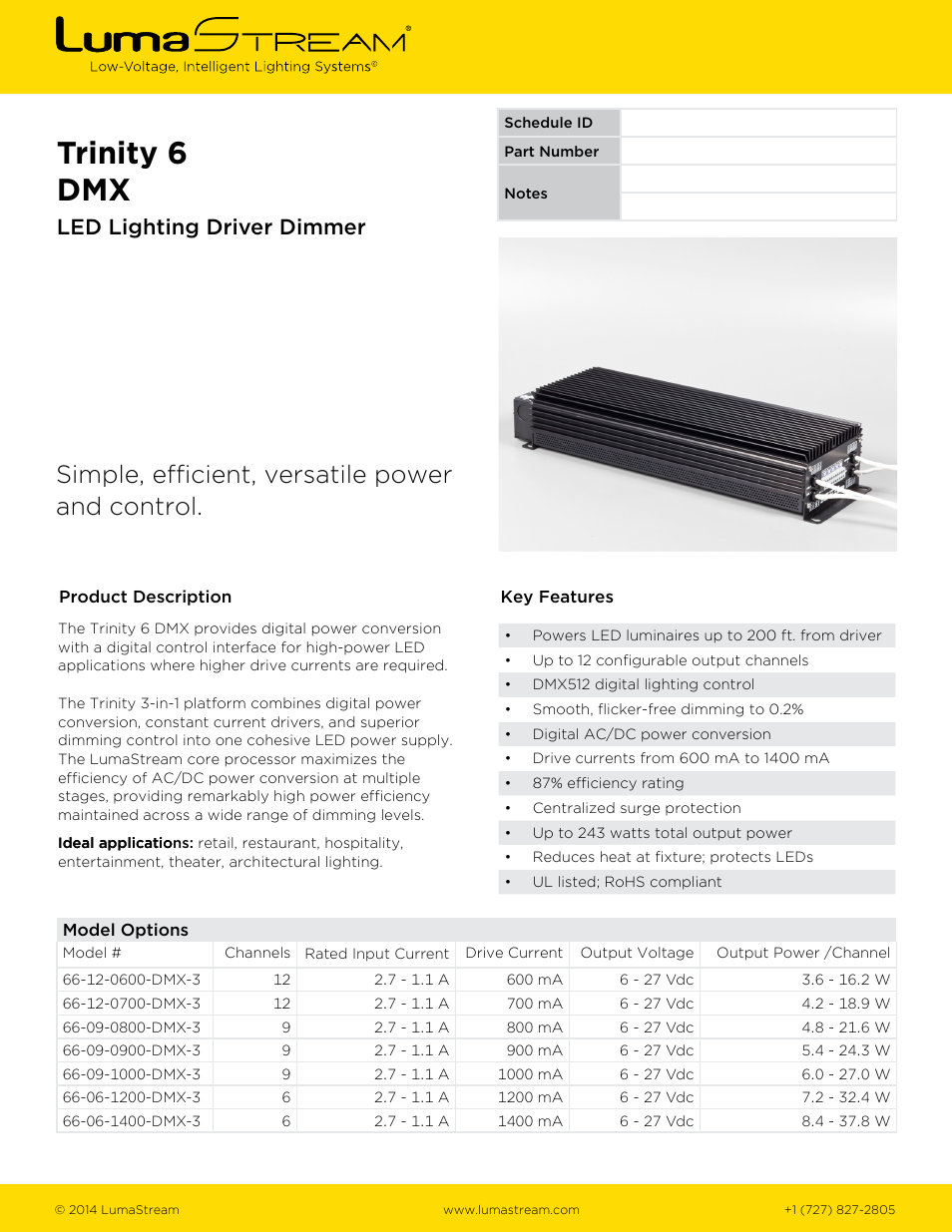 LumaStream Trinity 6 DMX User Manual | 3 pages