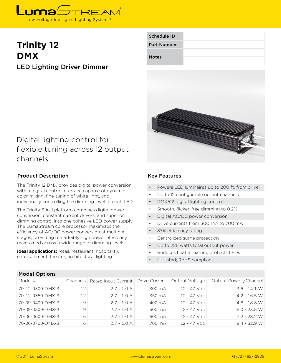 LumaStream Trinity 12 DMX User Manual | 3 pages