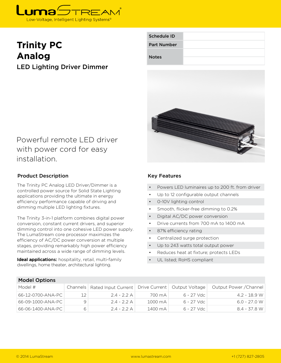 LumaStream Trinity Analog Power Cord User Manual | 3 pages