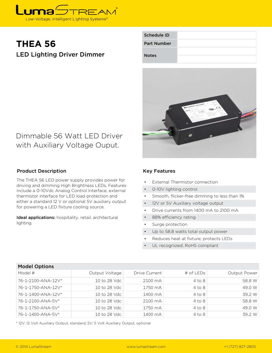 LumaStream THEA 56 User Manual | 4 pages