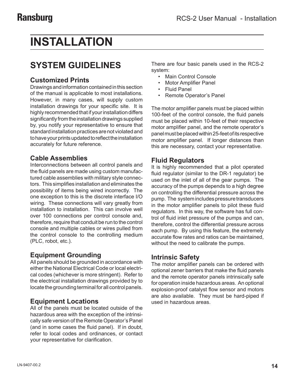 Installation, Ransburg, System guidelines | Ransburg RCS 2 Ratio Control System User Manual | Page 17 / 82