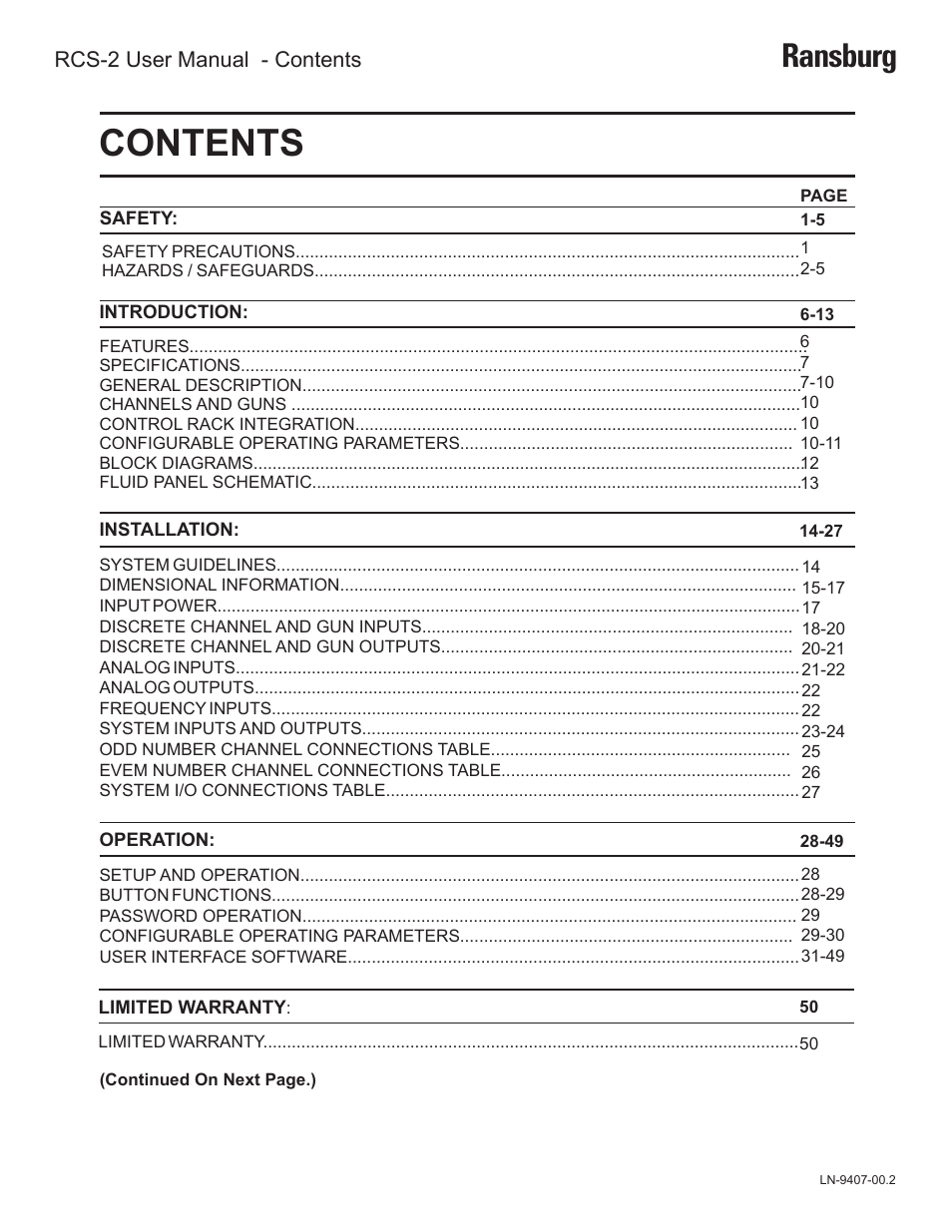 Ransburg RCS 2 Ratio Control System User Manual | Page 2 / 82