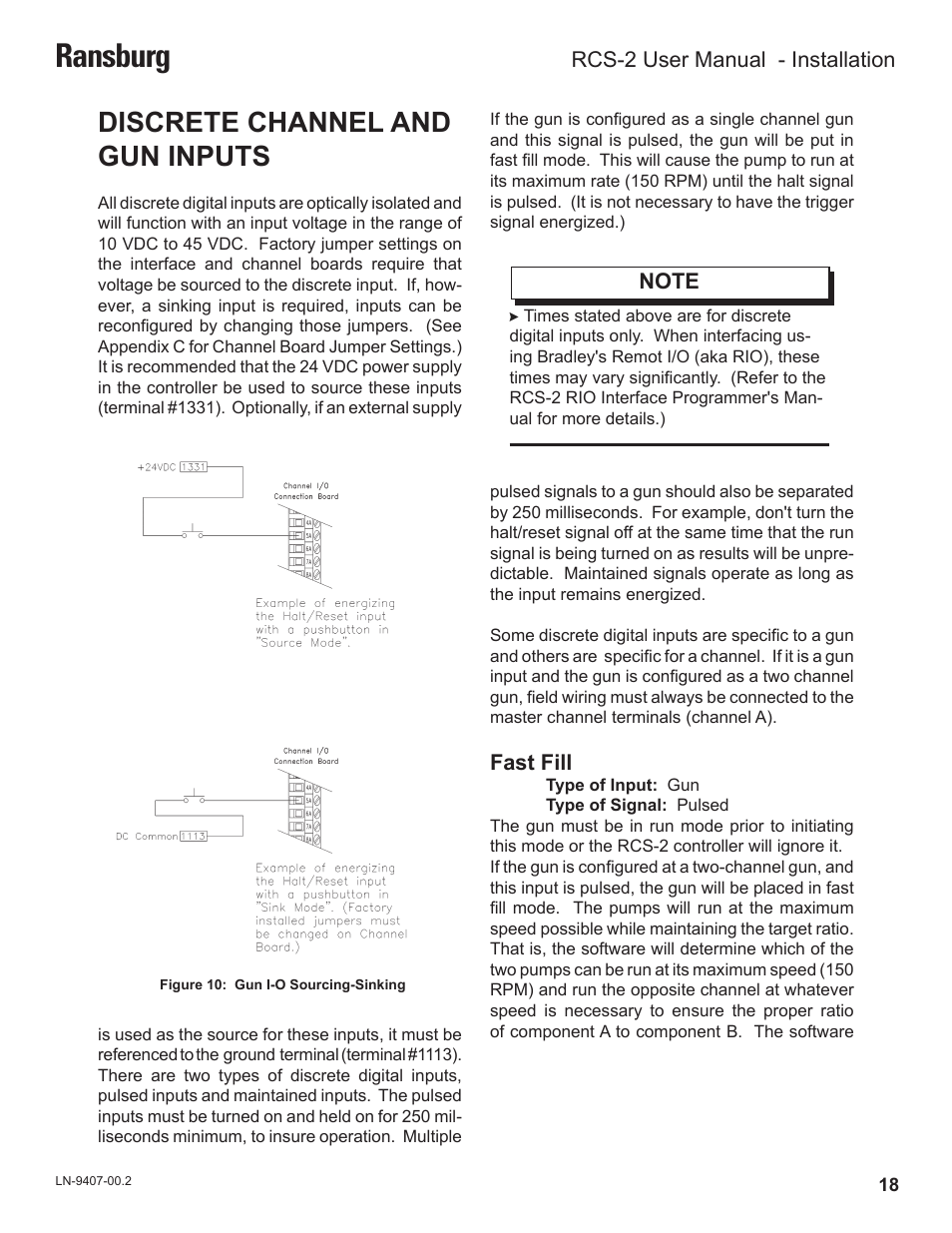 Ransburg, Discrete channel and gun inputs | Ransburg RCS 2 Ratio Control System User Manual | Page 21 / 82