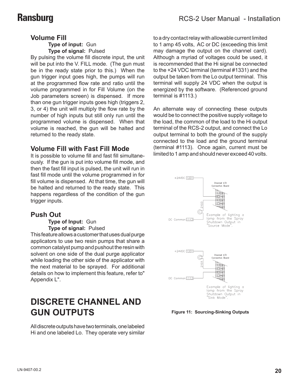 Ransburg, Discrete channel and gun outputs | Ransburg RCS 2 Ratio Control System User Manual | Page 23 / 82