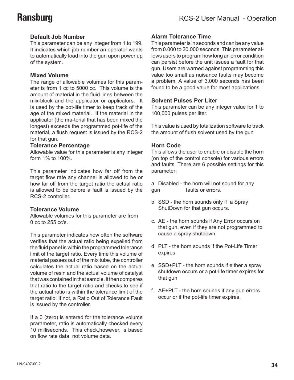 Ransburg, Rcs-2 user manual - operation | Ransburg RCS 2 Ratio Control System User Manual | Page 37 / 82