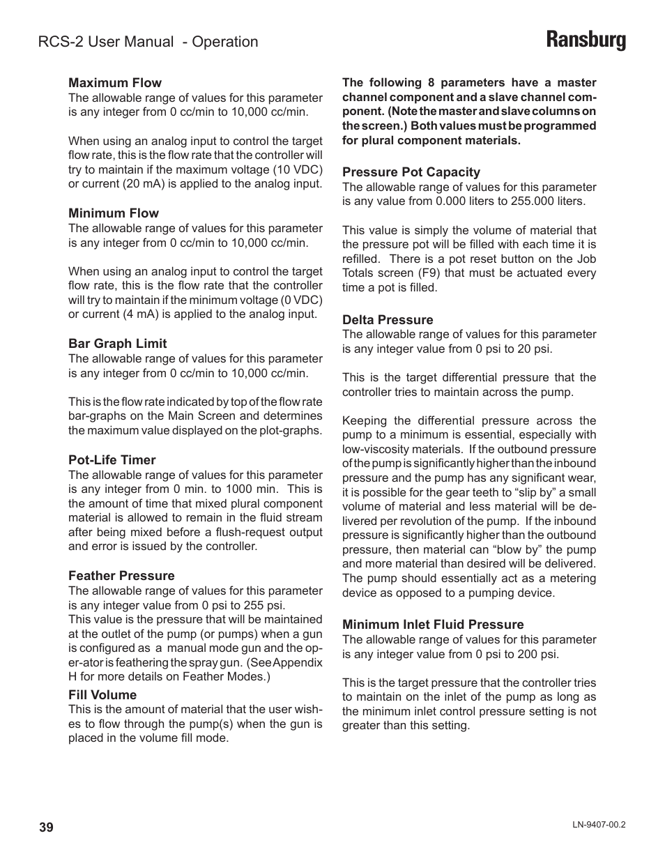Ransburg, Rcs-2 user manual - operation | Ransburg RCS 2 Ratio Control System User Manual | Page 42 / 82