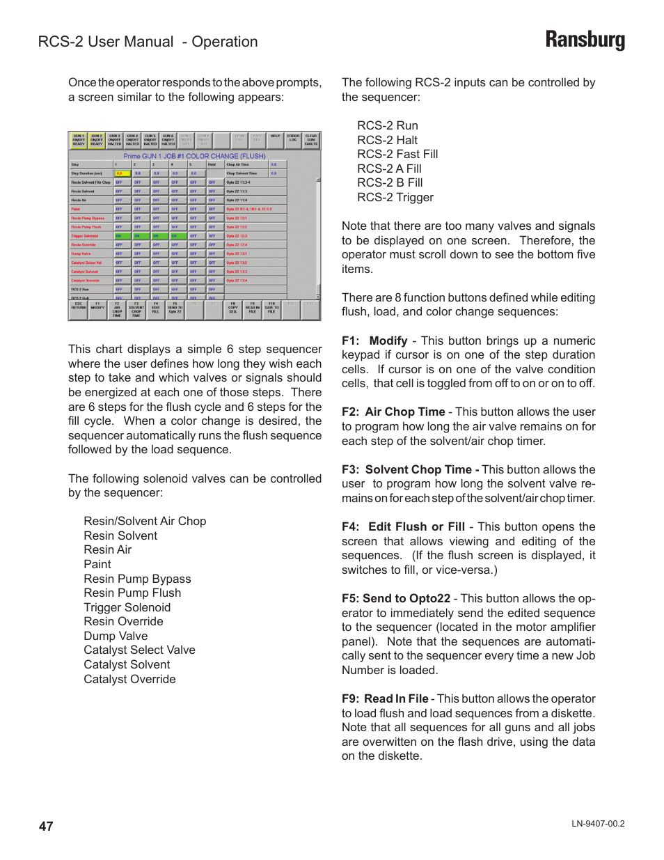 Ransburg, Rcs-2 user manual - operation | Ransburg RCS 2 Ratio Control System User Manual | Page 50 / 82