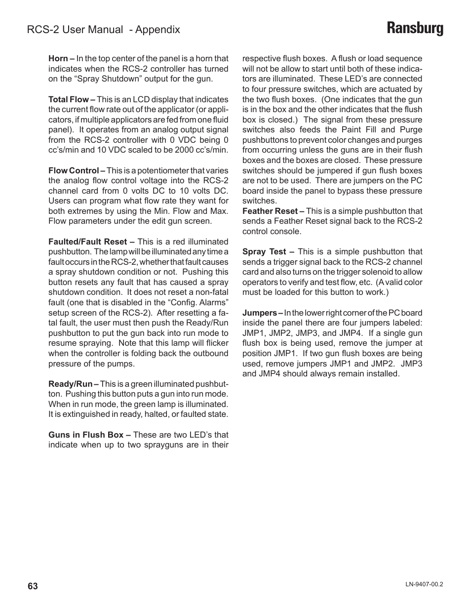 Ransburg, Rcs-2 user manual - appendix | Ransburg RCS 2 Ratio Control System User Manual | Page 66 / 82