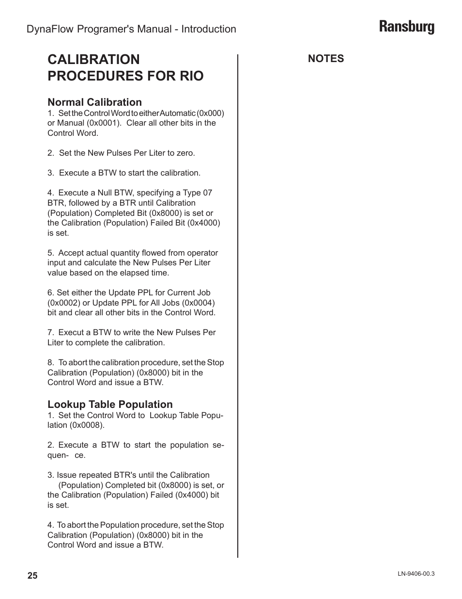 Ransburg, Calibration procedures for rio | Ransburg DynaFlow Programmers Manual User Manual | Page 29 / 59