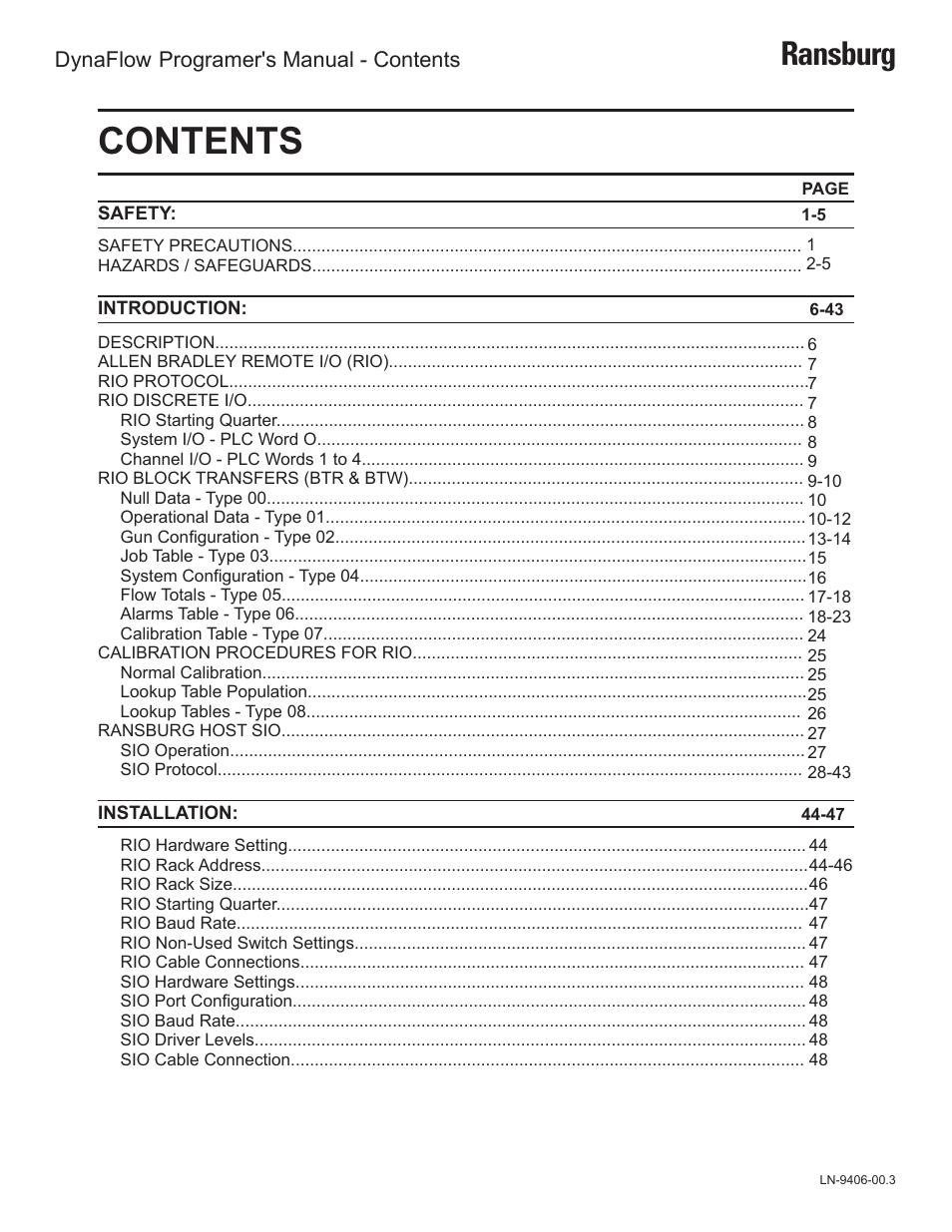 Ransburg DynaFlow Programmers Manual User Manual | Page 3 / 59