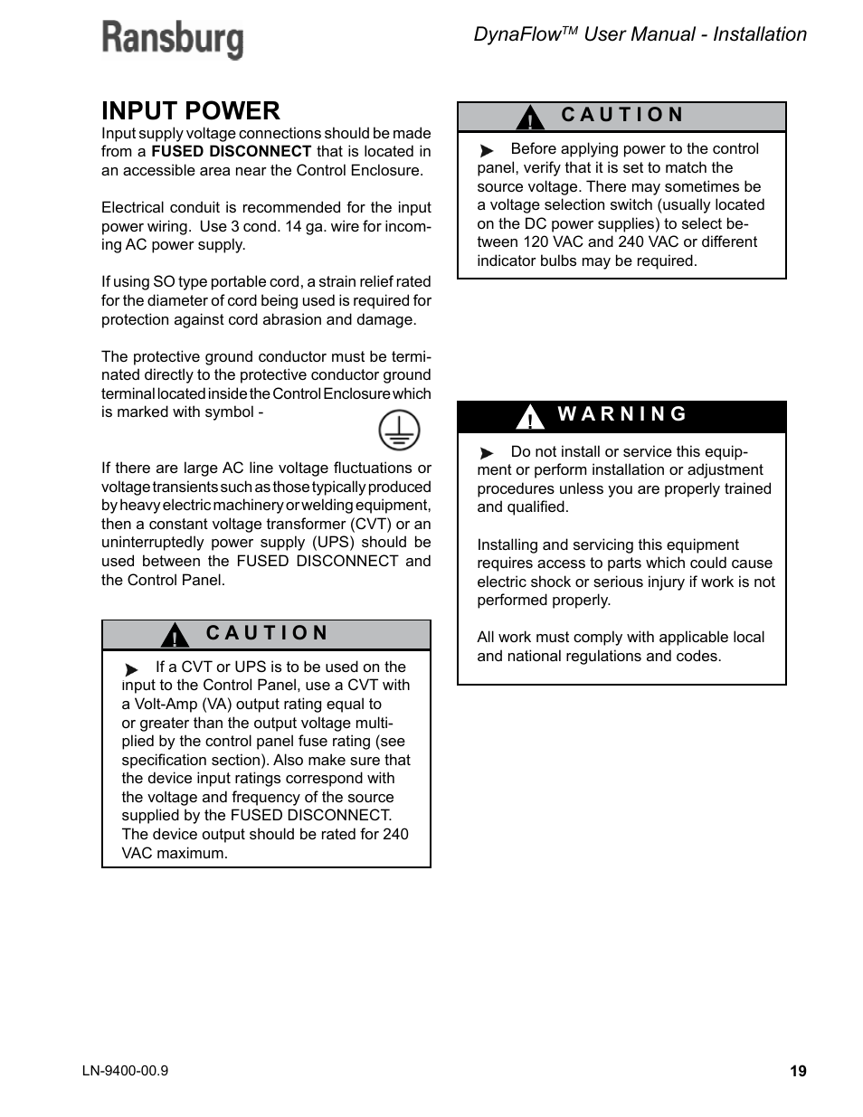 Input power | Ransburg DynaFlow User Manual User Manual | Page 23 / 100