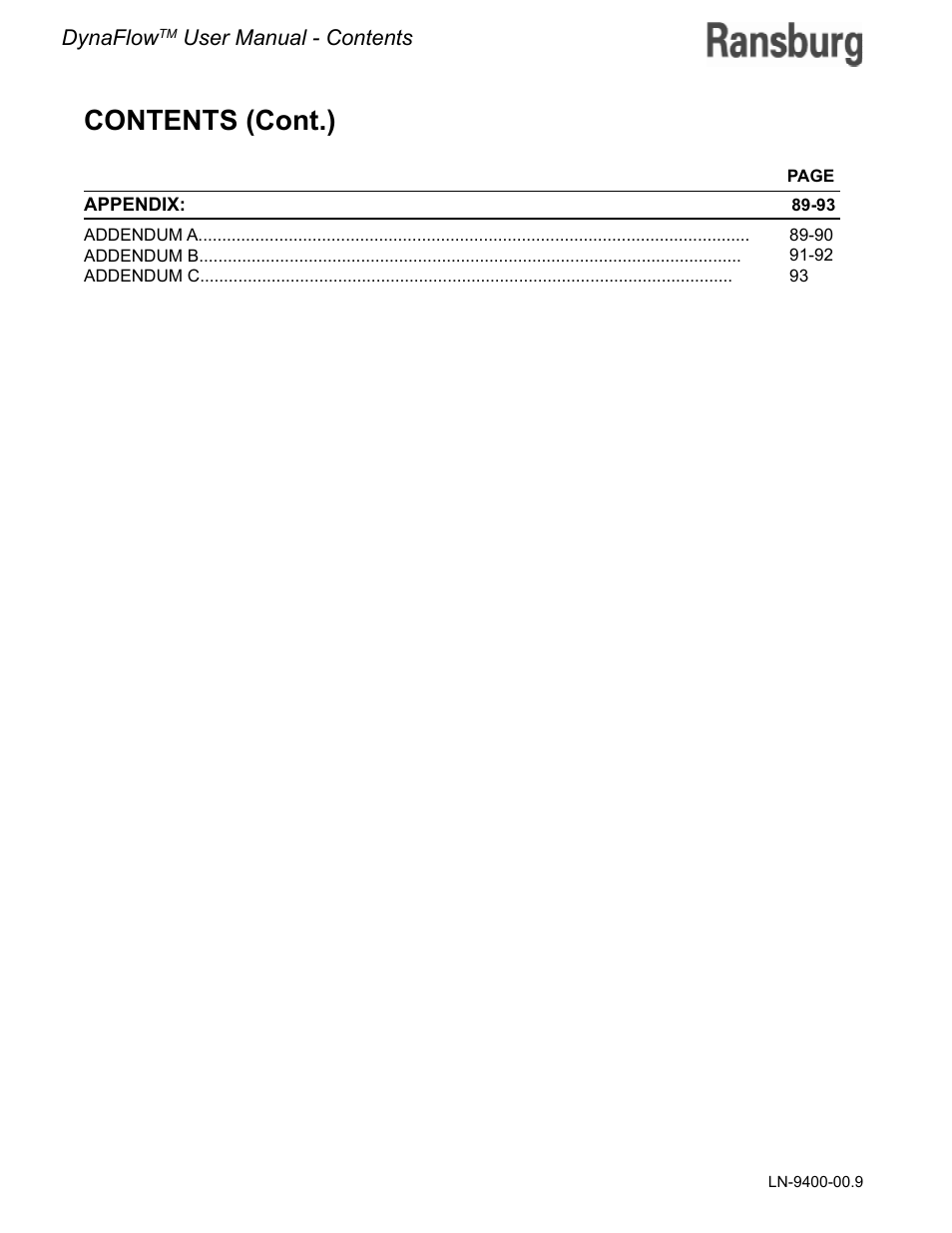 Contents (cont.) | Ransburg DynaFlow User Manual User Manual | Page 4 / 100