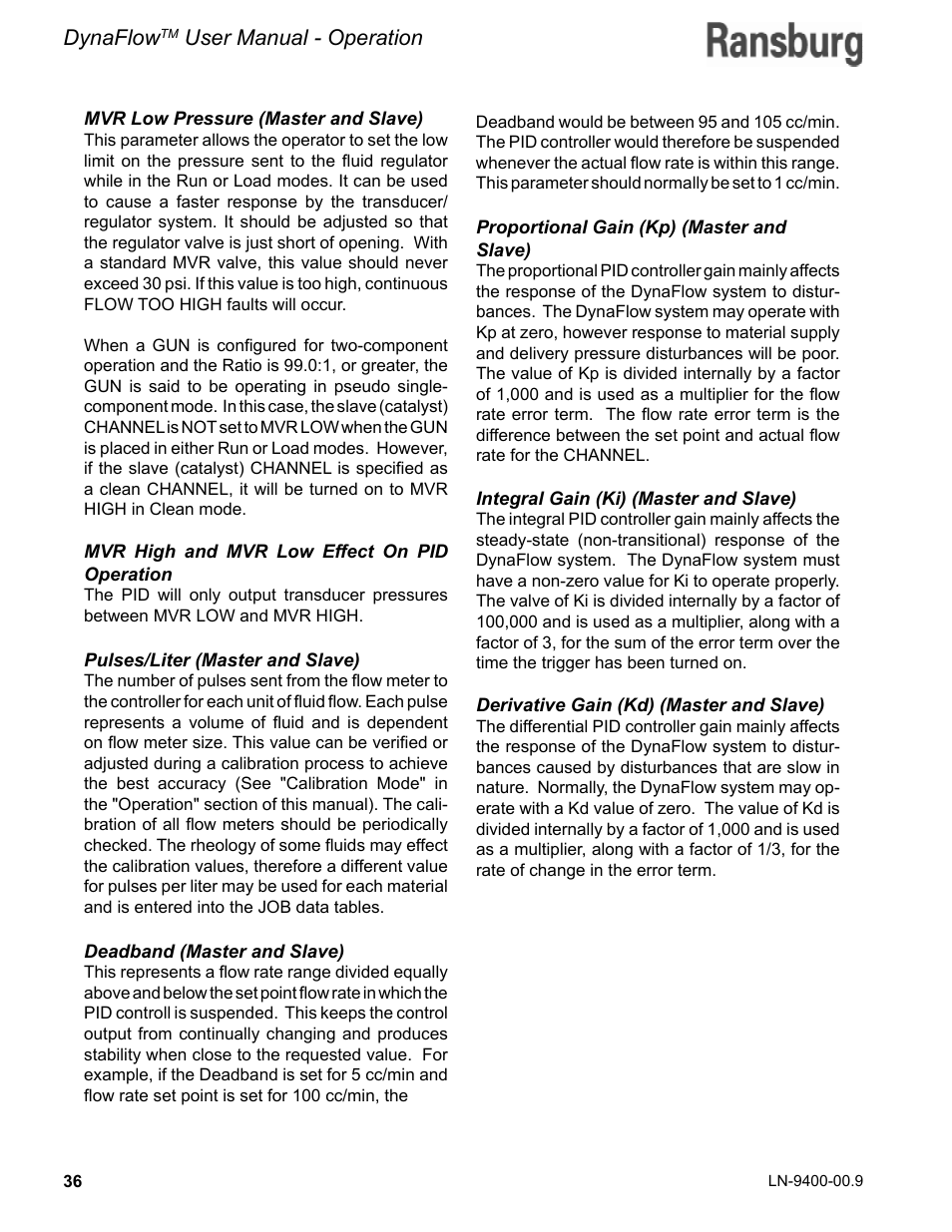 Dynaflow, User manual - operation | Ransburg DynaFlow User Manual User Manual | Page 40 / 100
