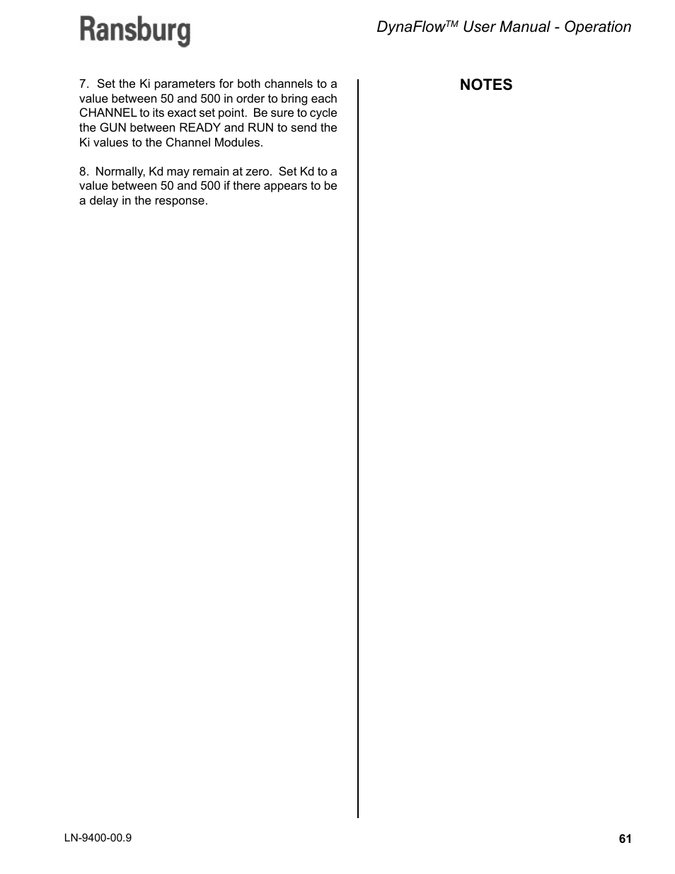 Dynaflow, User manual - operation | Ransburg DynaFlow User Manual User Manual | Page 65 / 100