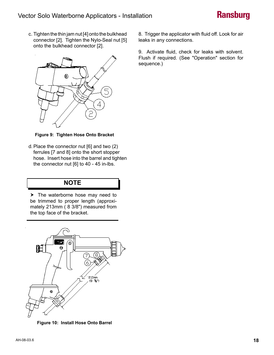 Ransburg, Vector solo waterborne applicators - installation | Ransburg Vector Solo 79901 Waterborne RS90-WB User Manual | Page 22 / 66