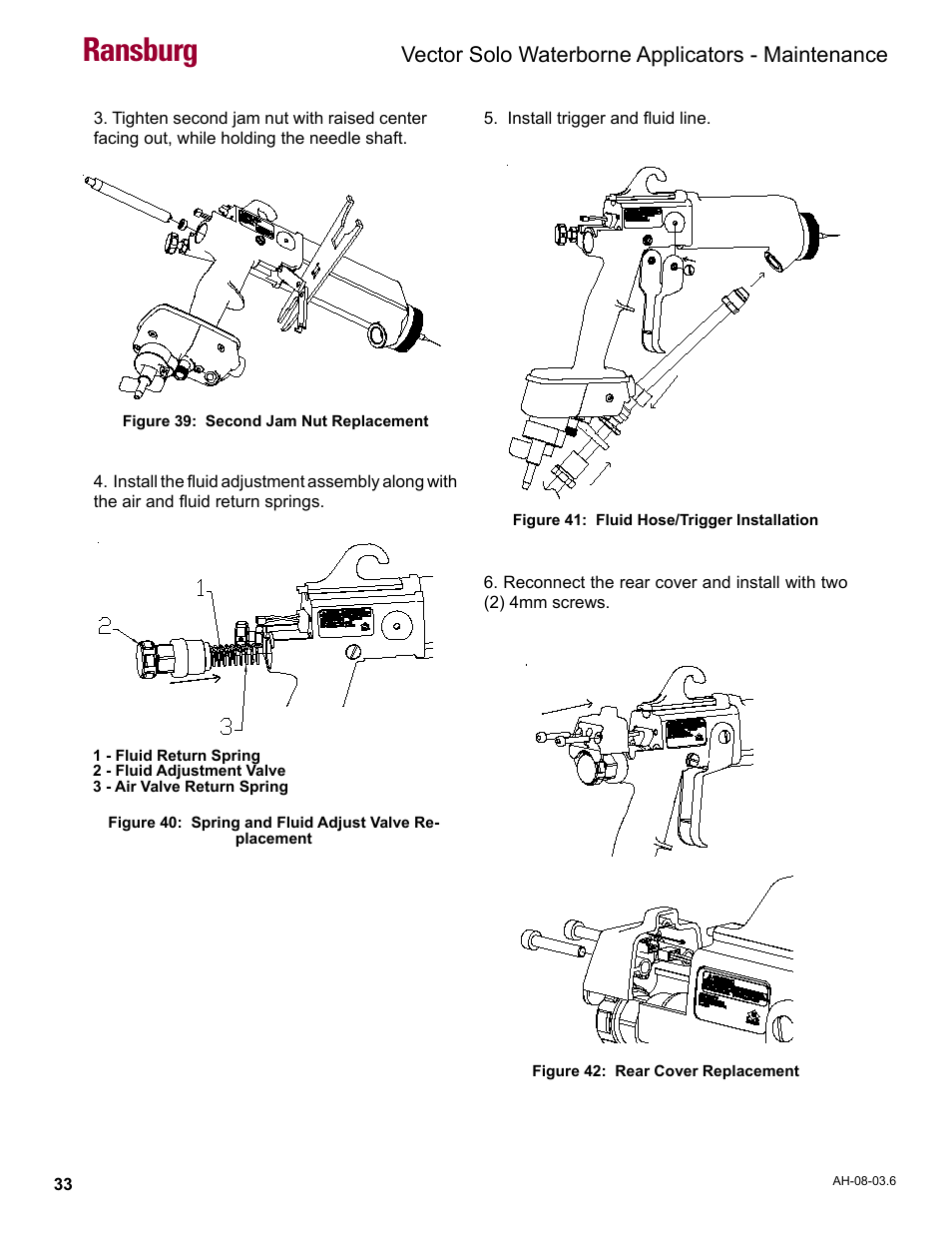 Ransburg, Vector solo waterborne applicators - maintenance | Ransburg Vector Solo 79901 Waterborne RS90-WB User Manual | Page 37 / 66