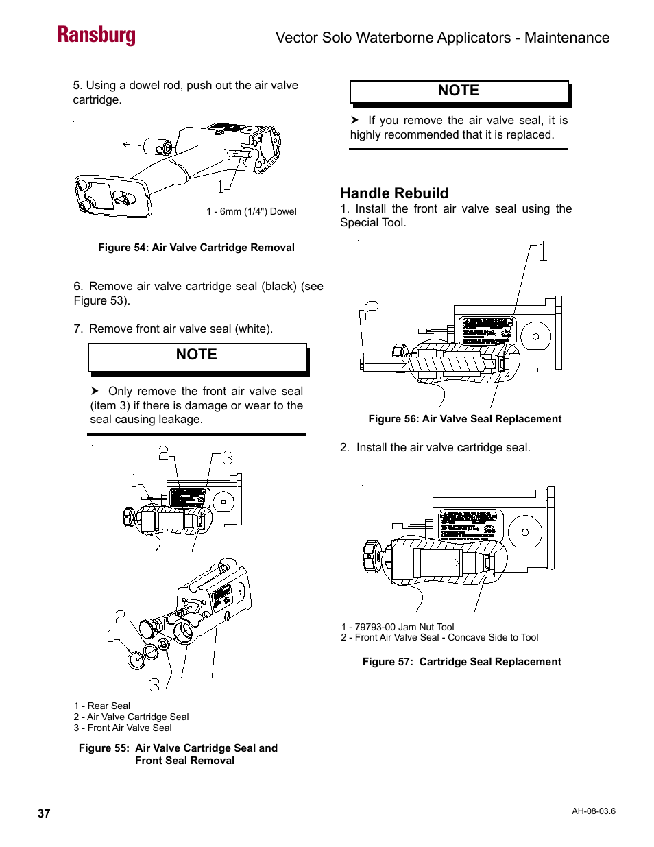 Ransburg, Vector solo waterborne applicators - maintenance | Ransburg Vector Solo 79901 Waterborne RS90-WB User Manual | Page 41 / 66