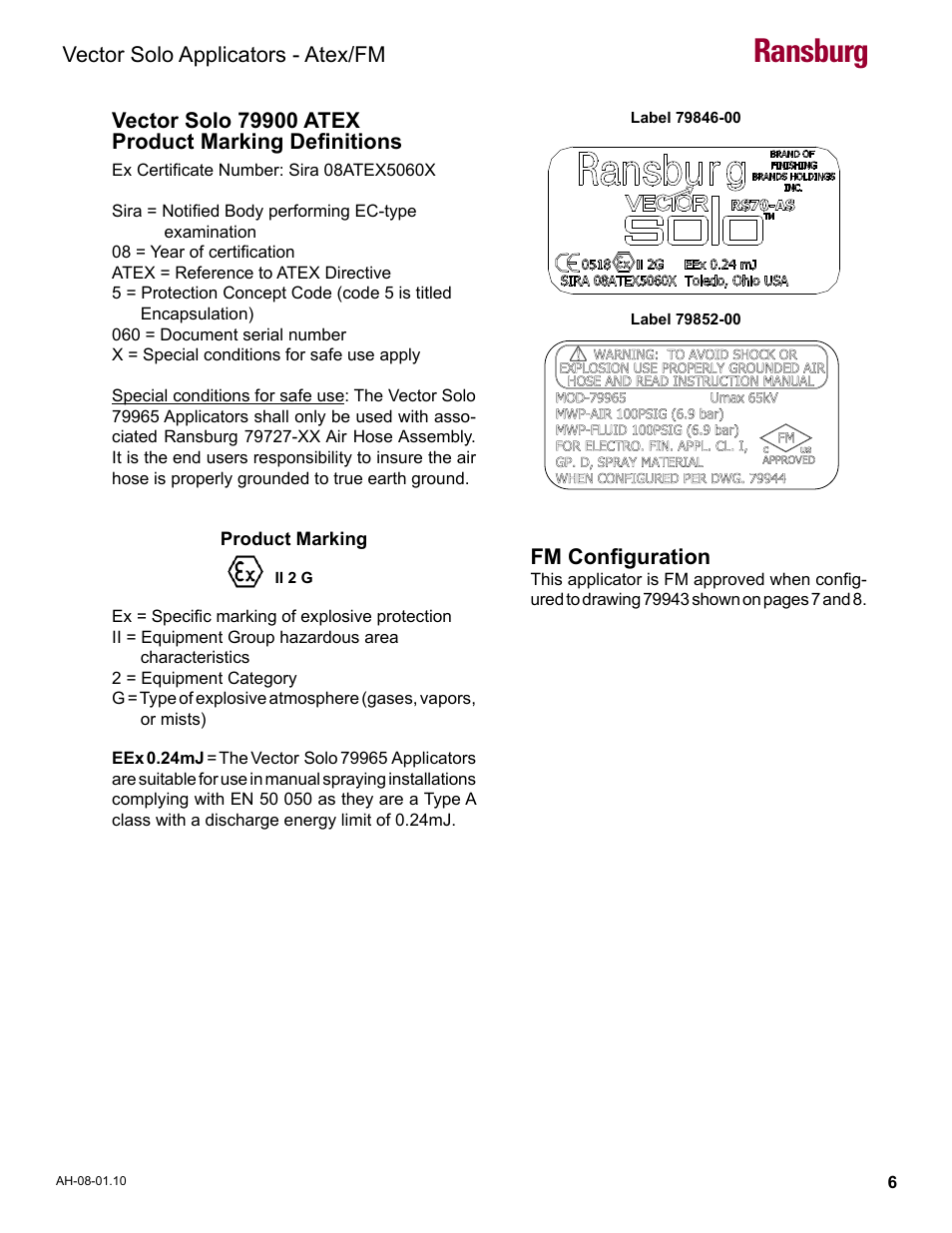 European atex labels, Ransburg | Ransburg Vector Solo 79900 Solventborne RS90-AS User Manual | Page 10 / 64