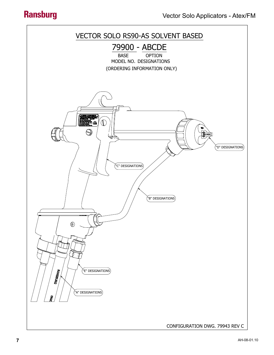 Fm configuration drawing, Ransburg, Vector solo rs90-as solvent based | Vector solo applicators - atex/fm | Ransburg Vector Solo 79900 Solventborne RS90-AS User Manual | Page 11 / 64