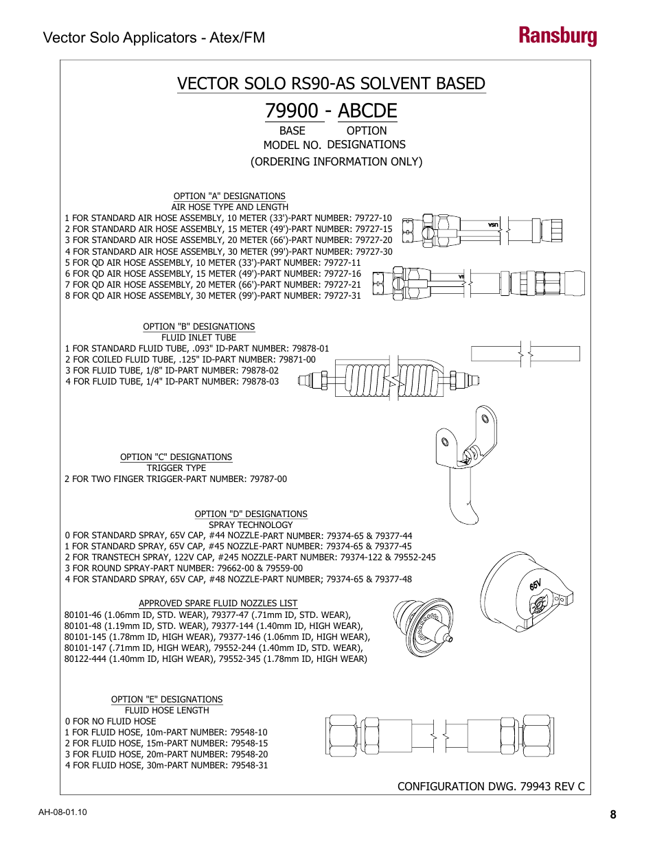 Ransburg, Vector solo rs90-as solvent based, Vector solo applicators - atex/fm | Ransburg Vector Solo 79900 Solventborne RS90-AS User Manual | Page 12 / 64