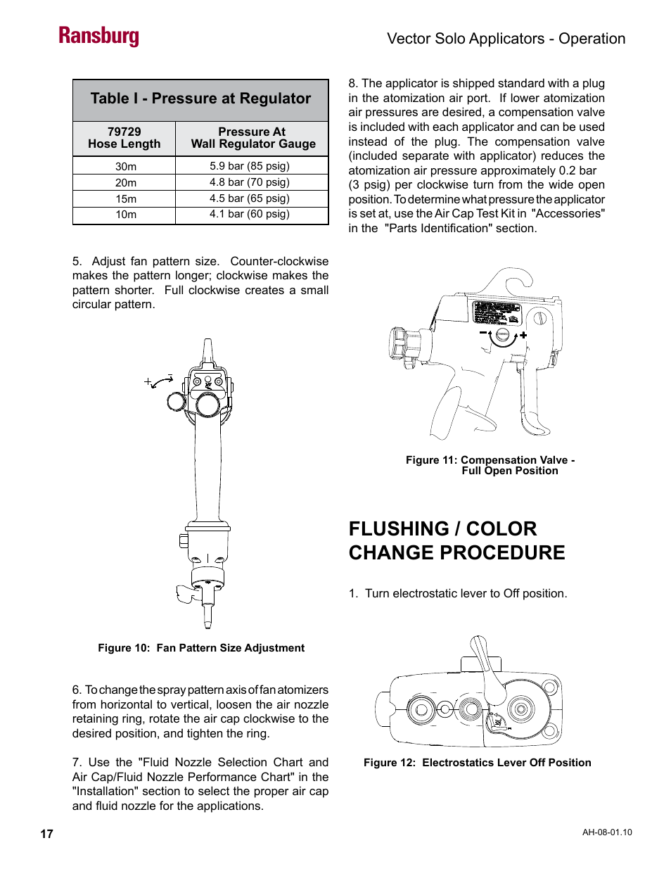 Flushing/color change procedure, Ransburg, Flushing / color change procedure | Ransburg Vector Solo 79900 Solventborne RS90-AS User Manual | Page 21 / 64