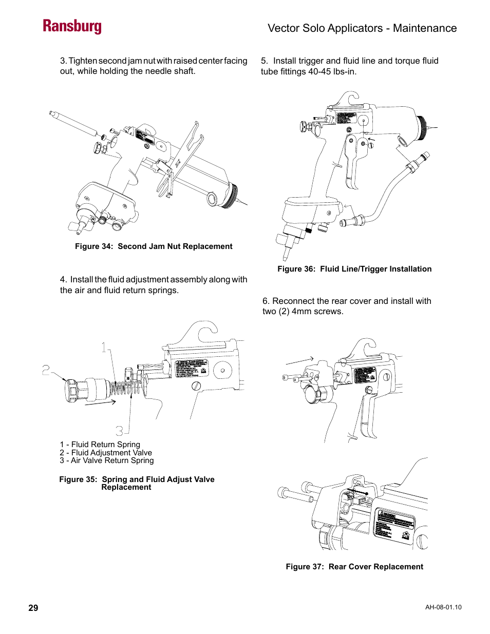 Ransburg, Vector solo applicators - maintenance | Ransburg Vector Solo 79900 Solventborne RS90-AS User Manual | Page 33 / 64