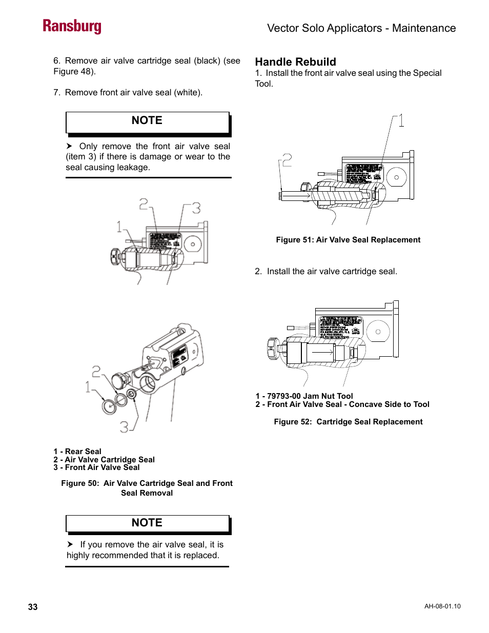 Ransburg, Vector solo applicators - maintenance | Ransburg Vector Solo 79900 Solventborne RS90-AS User Manual | Page 37 / 64