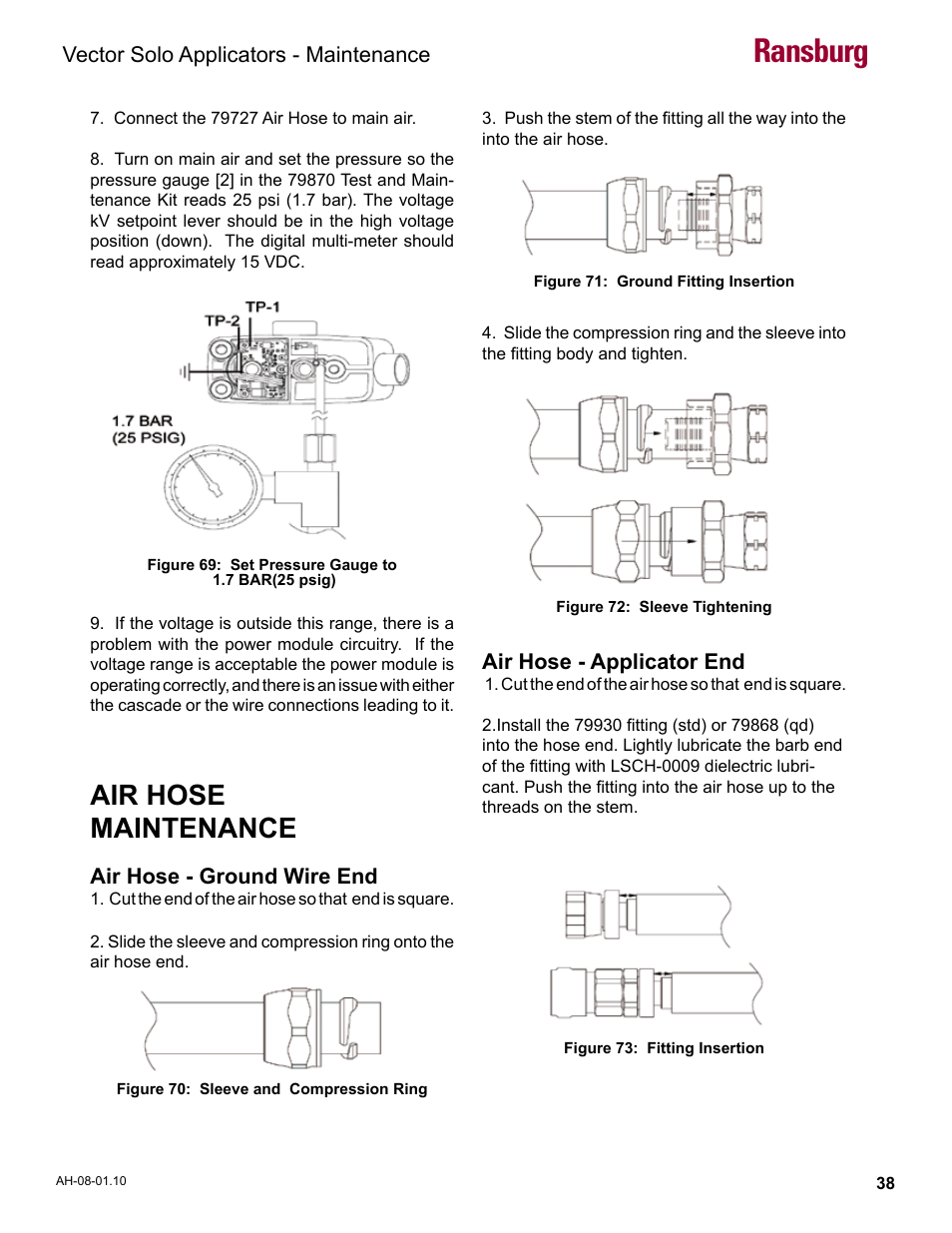 Ransburg, Air hose maintenance | Ransburg Vector Solo 79900 Solventborne RS90-AS User Manual | Page 42 / 64