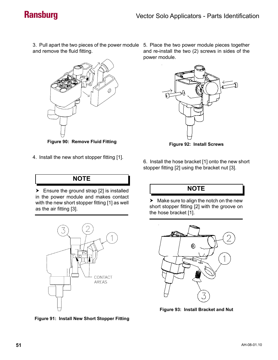 Ransburg, Vector solo applicators - parts identification | Ransburg Vector Solo 79900 Solventborne RS90-AS User Manual | Page 55 / 64