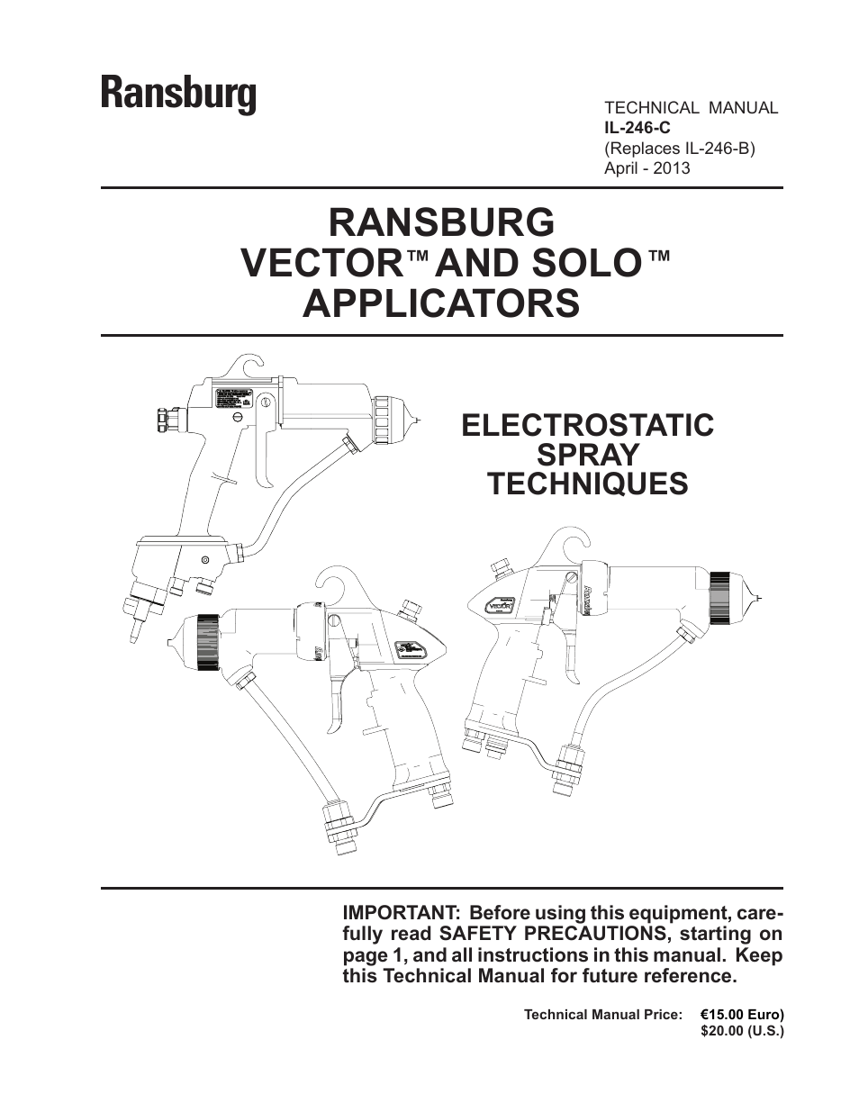 Ransburg Vector_Solo Technical Manual User Manual | 16 pages