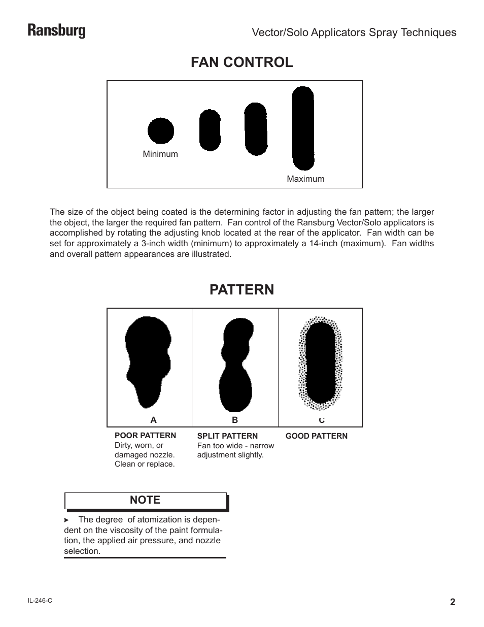 Ransburg, Fan control, Pattern | Ransburg Vector_Solo Technical Manual User Manual | Page 5 / 16