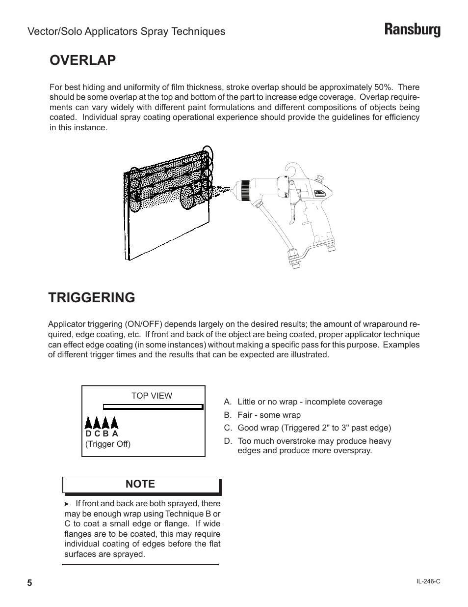 Ransburg, Overlap, Triggering | Ransburg Vector_Solo Technical Manual User Manual | Page 8 / 16