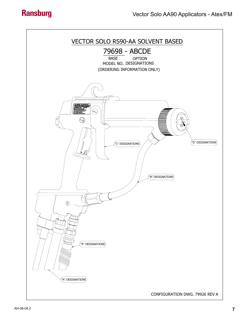 Fm configuration drawing, Ransburg, Vector solo rs90-aa solvent based | Vector solo aa90 applicators - atex/fm | Ransburg Vector Solo AA90 79698 User Manual | Page 11 / 58