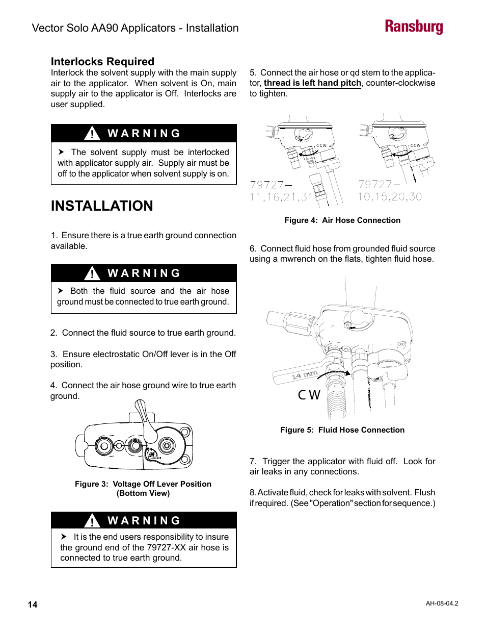 Installation, Ransburg | Ransburg Vector Solo AA90 79698 User Manual | Page 18 / 58
