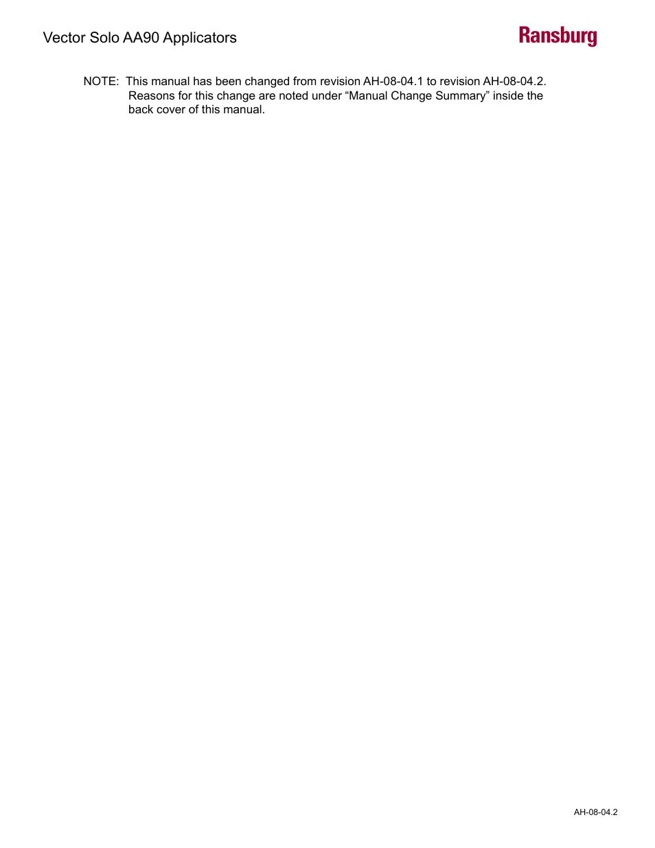 Ransburg | Ransburg Vector Solo AA90 79698 User Manual | Page 2 / 58