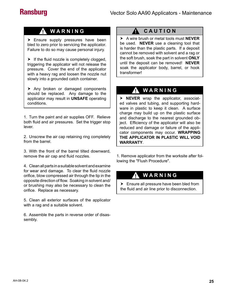 Ransburg | Ransburg Vector Solo AA90 79698 User Manual | Page 29 / 58